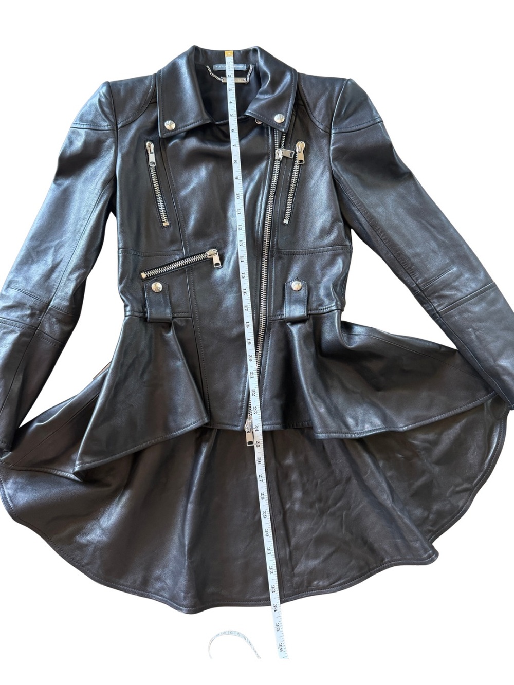 Alexander McQueen Black Peplum Leather Biker Jacket 40IT/S - Picture 4 of 10